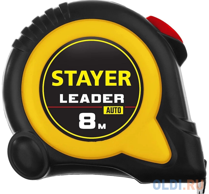 STAYER Leader, 8 м х 25 мм, рулетка с автостопом, Professional (3402-08-25)