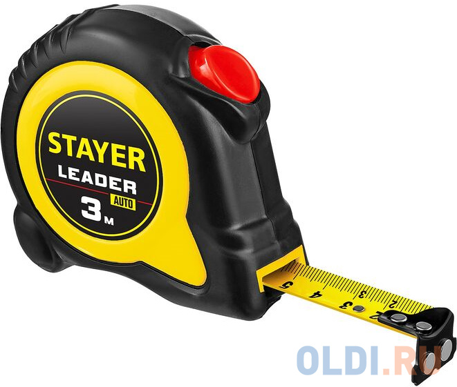 STAYER Leader, 3 м х 16 мм, рулетка с автостопом, Professional (3402-3)