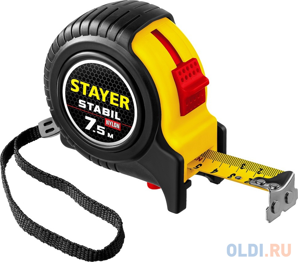 

STAYER Stabil, 7.5 м х 25 мм, рулетка с двухсторонней шкалой, Professional (34131-075)