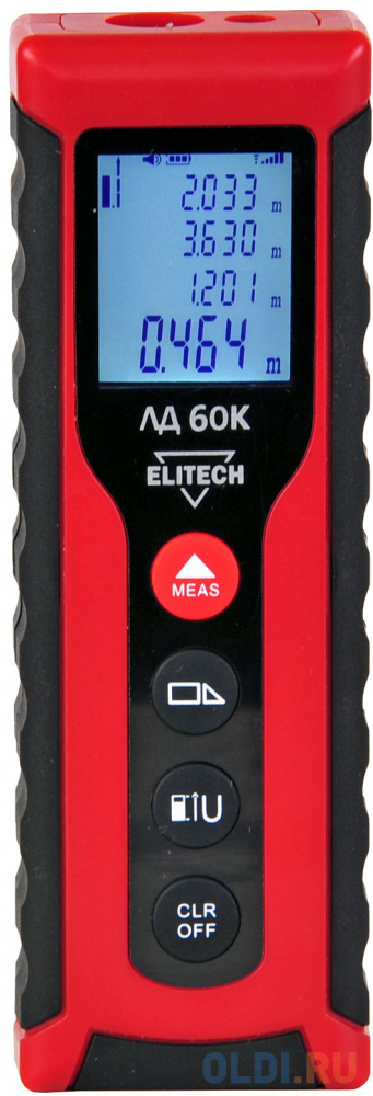 ELITECH ЛД 60К Дальномер лазер,2*1.5В(ААА),0.03–60м,точн,±0.3мм\\м,56г,кор