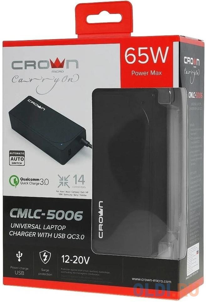 Блок питания для ноутбука Универсальное 20V Crown CMLC-5006