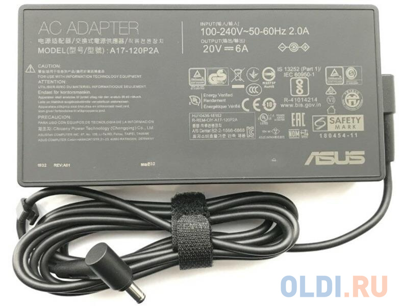 ASUS AD120-00C (A17-120P2A) 120W Adapter/EU.Блок питания для ноутбуков 20V, 6.0A, 3Pin с иглой (Г-обр. разъём с иглой 4.5x3.0)/Black AD120-00C (A17-120P2A) AD120-00C (A17-120P2A) - фото 3