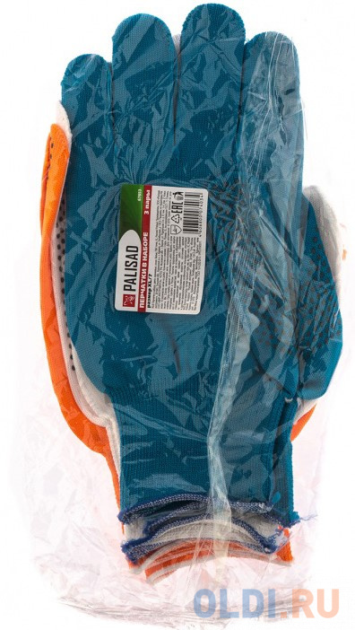 Перчатки в наборе, цвета: оранжевые, синие, белые, ПВХ точка, XL, Россия// Palisad