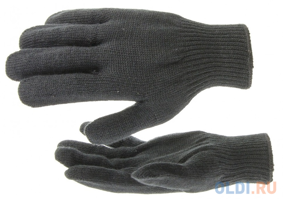 Перчатки трикотажные, акрил, цвет: чёрный, оверлок, Россия// Сибртех