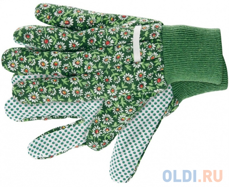 

Перчатки садовые х/б ткань с ПВХ точкой, манжет, L// Palisad