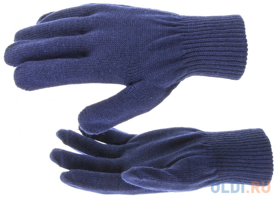 Перчатки трикотажные, акрил, цвет: синий, двойная манжета, Россия </div> <div class=