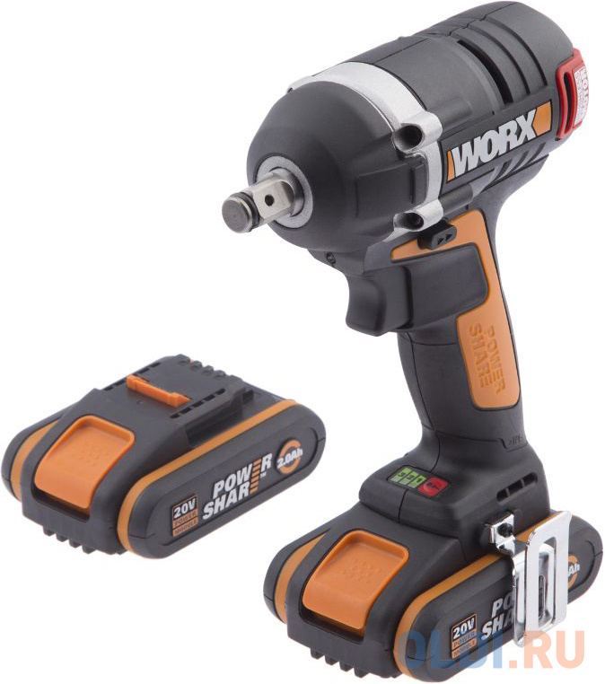 

Гайковерт аккумуляторный WORX BL WX279 20В, бесщеточный, 2Ач x2, кейс