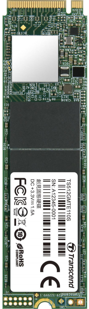 SSD накопитель Transcend MTE110S 512 Gb PCI-E 3.0 x4 ssd накопитель transcend ssd225s 2 tb sata iii