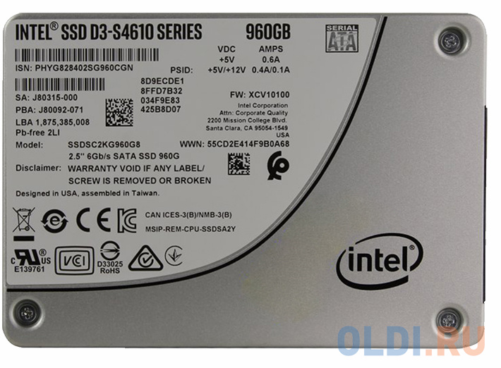SSD накопитель Intel D3-S4610 960 Gb SATA-III