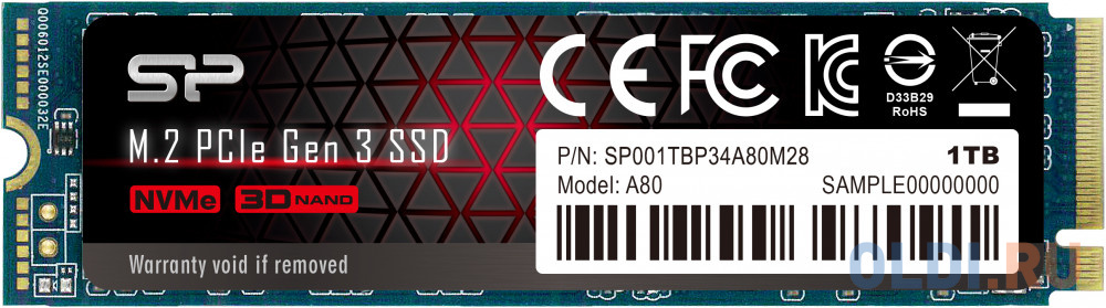 SSD накопитель Silicon Power P34A80 1 Tb PCI-E 3.0 x4 накопитель ssd silicon power pci e 4 0 x4 2tb sp02kgbp44xs7005 xs70 m 2 2280