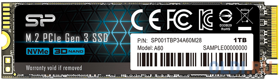 SSD накопитель Silicon Power P34A60 1 Tb PCI-E 3.0 x4 флеш накопитель 256gb silicon power helios 202 usb 3 2 голубой
