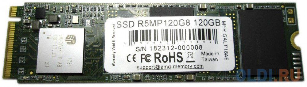 Твердотельный накопитель SSD M.2 120 Gb AMD R5MP120G8 Read 1800Mb/s Write 800Mb/s 3D NAND TLC - фото 1