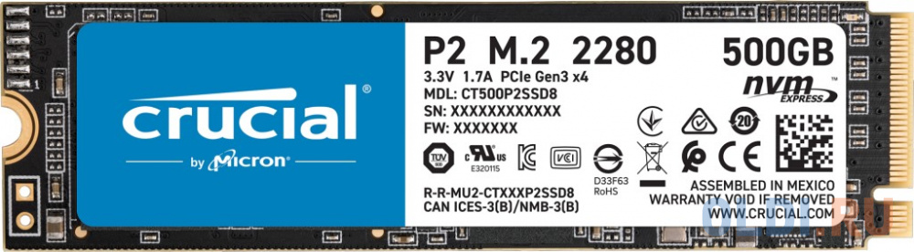 SSD накопитель Crucial P1 500 Gb PCI-E 3.0 x4