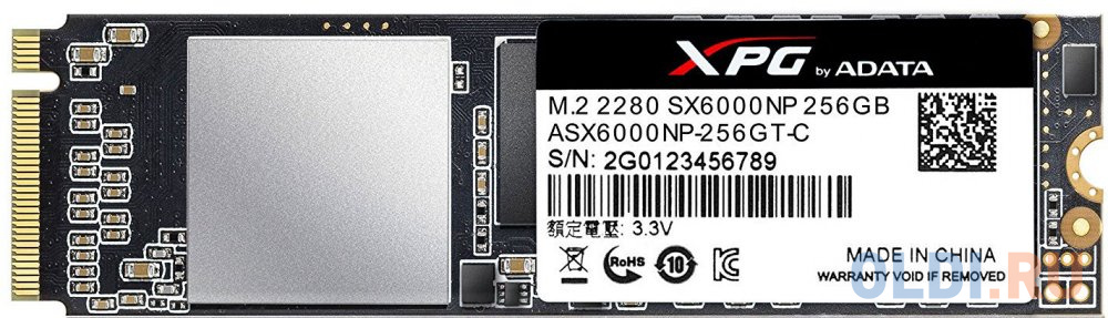 Твердотельный накопитель SSD A-Data PCI-E x4 256Gb ASX6000LNP-256GT-C XPG SX6000 M.2 2280 TLC 3D NAND (900/1800 МБ/с - фото 1