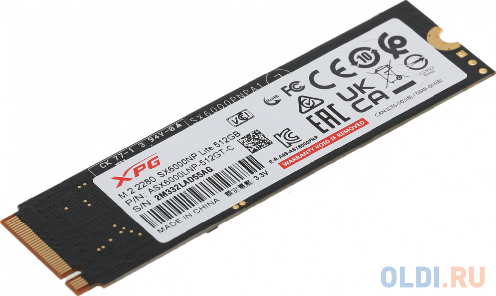 Твердотельный накопитель SSD A-Data PCI-E x4 512Gb ASX6000LNP-512GT-C XPG SX6000 M.2 2280 TLC 3D NAND (1200/1800 МБ/с) - фото 2