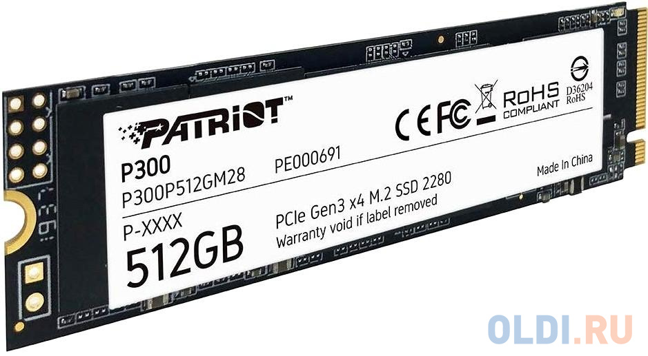 SSD накопитель Patriot P300 512 Gb PCI-E 3.0 x4 твердотельный накопитель ssd 2 5 2 tb patriot p210s2tb25 read 540mb s write 430mb s 3d nand tlc
