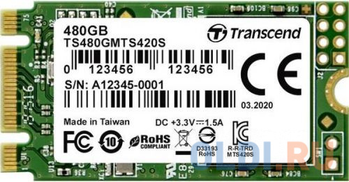 SSD накопитель Transcend MTS420 480 Gb SATA-III твердотельный диск 1tb transcend 425s m 2 2242 sata 3d tlc [r w 550 500 mb s]