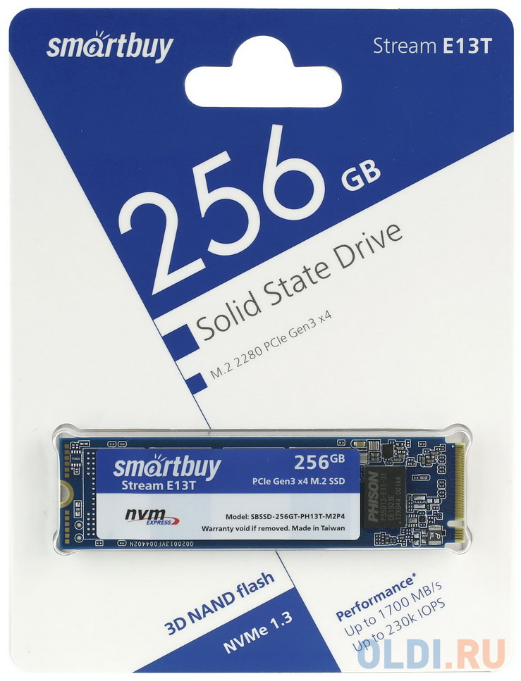 Твердотельный накопитель SSD M.2 256 Gb Smart Buy SBSSD-256GT-PH13T-M2P4 Read 1700Mb/s Write 1150Mb/s 3D NAND TLC