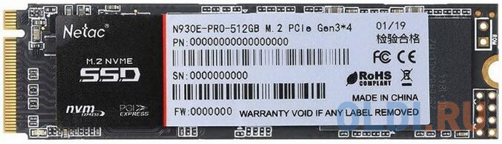 Твердотельный накопитель SSD M.2 512 Gb Netac N930E Pro Read 2130Mb/s Write 1720Mb/s 3D NAND TLC NT01N930E-512G-E4X