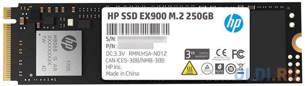 Твердотельный накопитель SSD M.2 250 Gb HP EX900 Read 2100Mb/s Write 1300Mb/s 3D NAND TLC 2YY43AA твердотельный накопитель ssd m 2 512 gb transcend mte220s read 3300mb s write 2100mb s 3d nand tlc ts512gmte220s