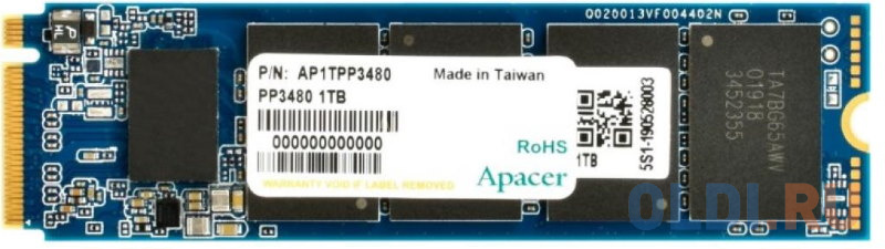 

Твердотельный накопитель SSD M.2 1 Tb Apacer AP1TPP3480-R Read 2500Mb/s Write 2100Mb/s 3D NAND TLC