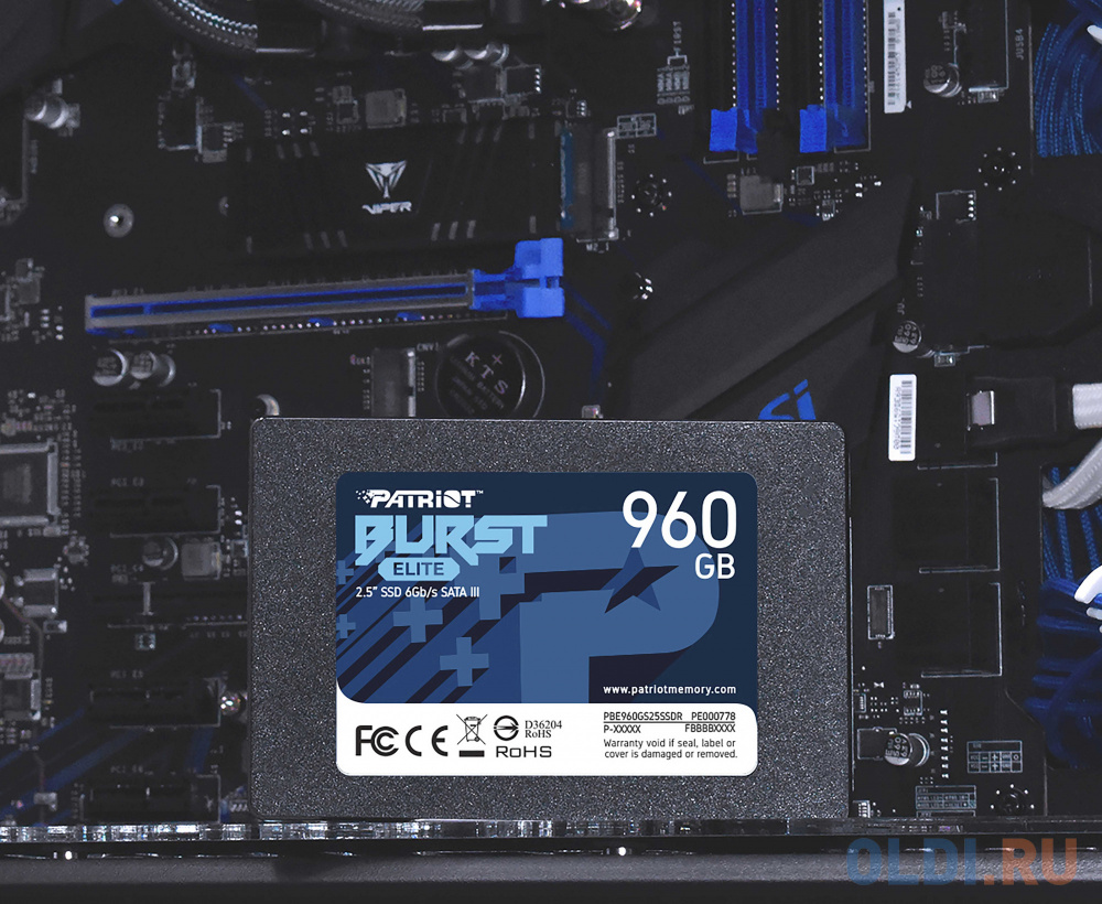 Твердотельный накопитель SSD 2.5" Patriot 960GB Burst Elite <PBE960GS25SSDR> (SATA3, up to 450/320Mbs, 800TBW, 7mm) фото