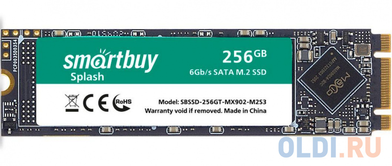 

Твердотельный накопитель SSD M.2 256 Gb Smart Buy Splash M2 Read 560Mb/s Write 520Mb/s 3D NAND TLC SBSSD-256GT-MX902-M2S3