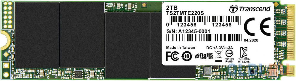 SSD накопитель Transcend TS2TMTE220S 2 Tb PCI-E 3.0 x4 ssd накопитель transcend ts2tmte220s 2 tb pci e 3 0 x4