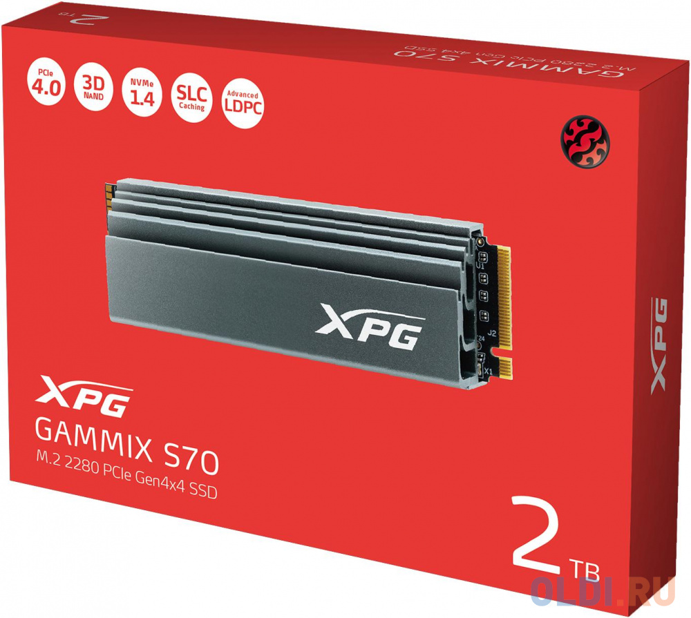 M.2 2280 2TB ADATA XPG GAMMIX S70 Client SSD [AGAMMIXS70-2T-C] PCIe Gen4x4 with NVMe, 7400/6400, IOPS 650/740K, MTBF 2M, 3D TLC, 1480TBW, 0,41DWPD, He - фото 6