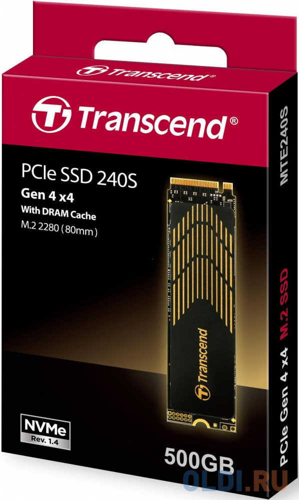 Transcend MTE240S SSD 500GB, 3D TLC, M.2 (2280), PCIe Gen4 x4, NVMe, R3800/W2800, TBW 850 фото