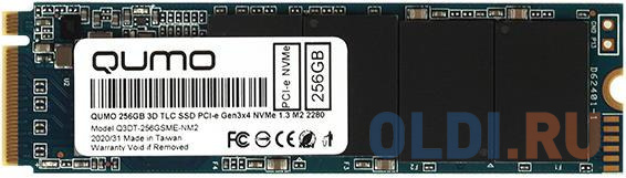 QUMO M.2 SSD 256GB Novation Q3DT-256GSME-NM2 NVMe PCIe Gen3x4 NVMe 1.3 M2 2280, размер 22x80 мм - фото 1