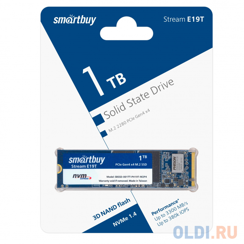 

Smartbuy M.2 SSD 1Tb Impact E19T TLC NVMe PCIe4 SBSSD-001TT-PH19T-M2P4