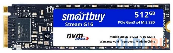 

Твердотельный накопитель SSD M.2 512 Gb Smart Buy Stream G16 Read 3200Mb/s Write 2400Mb/s 3D NAND TLC SBSSD-512GT-IG16-M2P4