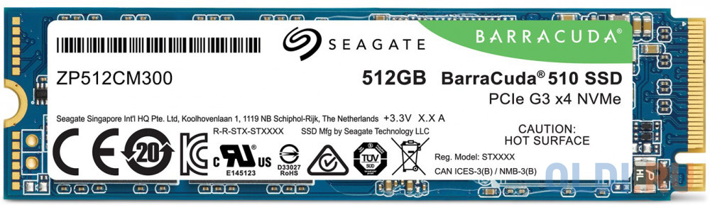 

Твердотельный накопитель SSD M.2 512 Gb Seagate ZP512CM30041 Read 3400Mb/s Write 2180Mb/s 3D NAND TLC