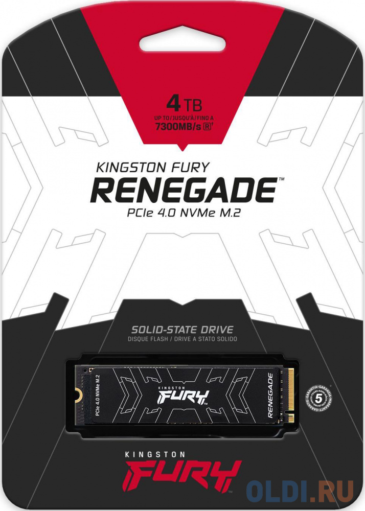 Твердотельный накопитель SSD M.2 Kingston 4000Gb Fury Renegade <SFYRD/4000G> (PCI-E 4.0 x4, up to 7300/7000Mbs, 1000000 IOPS, 3D TLC, NVMe, 4000 фото