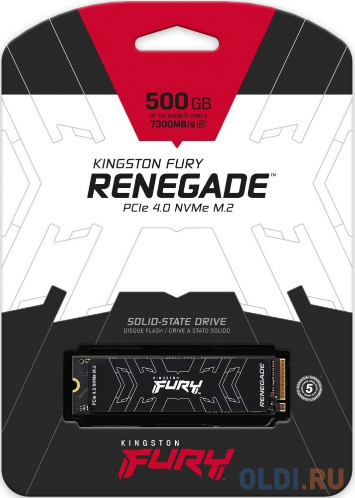 Твердотельный накопитель SSD M.2 Kingston 500Gb Fury Renegade <SFYRS/500G> (PCI-E 4.0 x4, up to 7300/3900Mbs, 900000 IOPS, 3D TLC, NVMe, 500TBW, Phison E18, 22х80mm, LP graphen heatsink) SFYRS/500G - фото 4