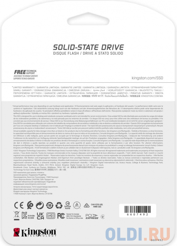 SSD накопитель Kingston Fury Renegade 500 Gb PCI-E 4.0 х4 SFYRS/500G - Fury Renegade