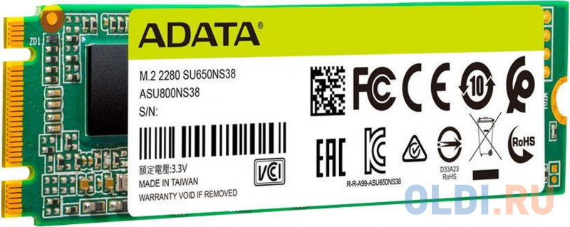M.2 2280 256GB ADATA SU650 Client SSD [ASU650NS38-256GT-C] SATA 6Gb/s, 550/500, IOPS 80/60K, MTBF 2M, 3D NAND, 140TBW, 0,5DWPD, RTL (936004) фото