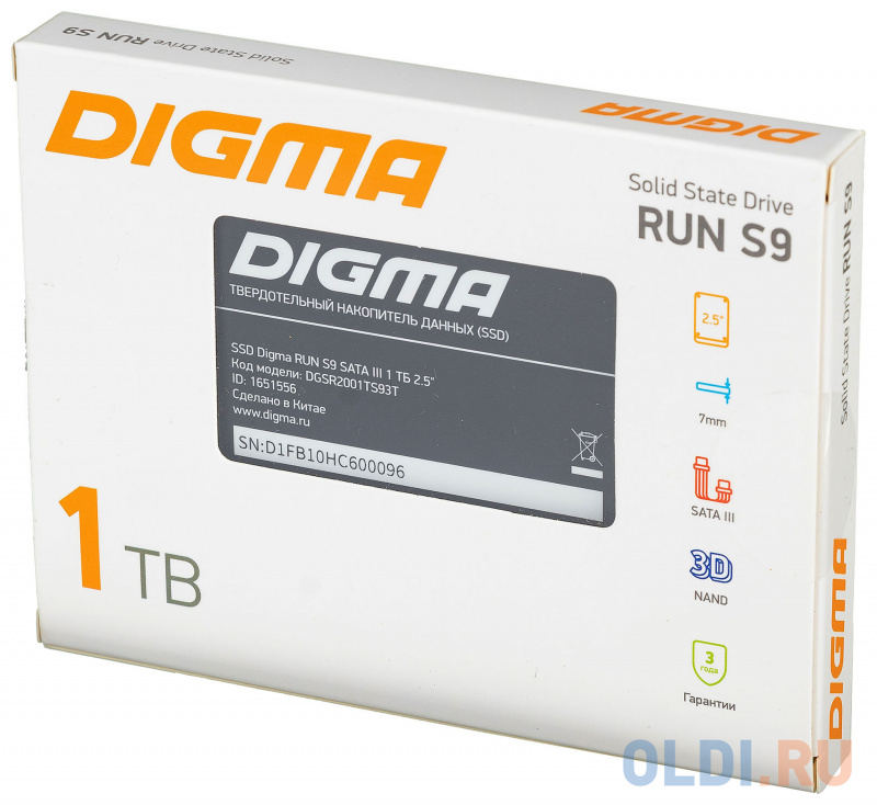 SSD накопитель Digma Run S9 1 Tb SATA-III фото