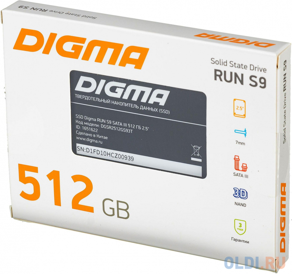 SSD накопитель Digma Run S9 512 Gb SATA-III фото