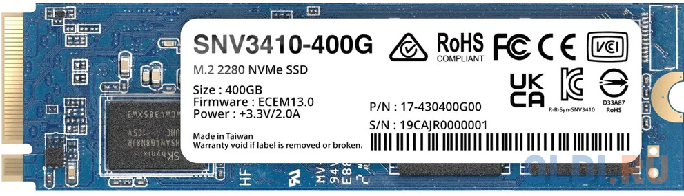 

SSD накопитель Synology SNV3410-400G 400 Gb PCI-E 3.0 x4