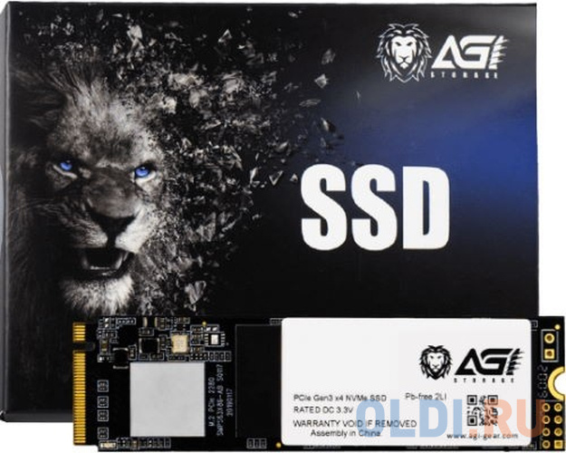 M.2 2280 256GB AGI AI198 Client SSD PCIe Gen3x4 with NVMe, 1936/1217, IOPS 92/241K, MTBF 1.6M, 3D TLC, 100TBW, 0,36DWPD, RTL{100} (610194) AGI256G16AI198 - фото 2