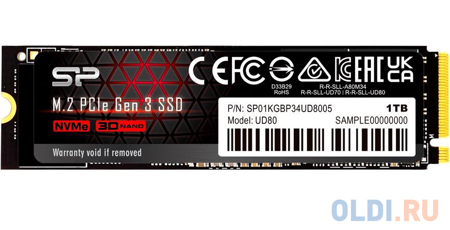 Накопитель SSD Silicon Power PCI-E x4 1Tb SP01KGBP34UD8005 M-Series UD80 M.2 2280 ssd накопитель silicon power p34a80 512 gb pci e 3 0 x4