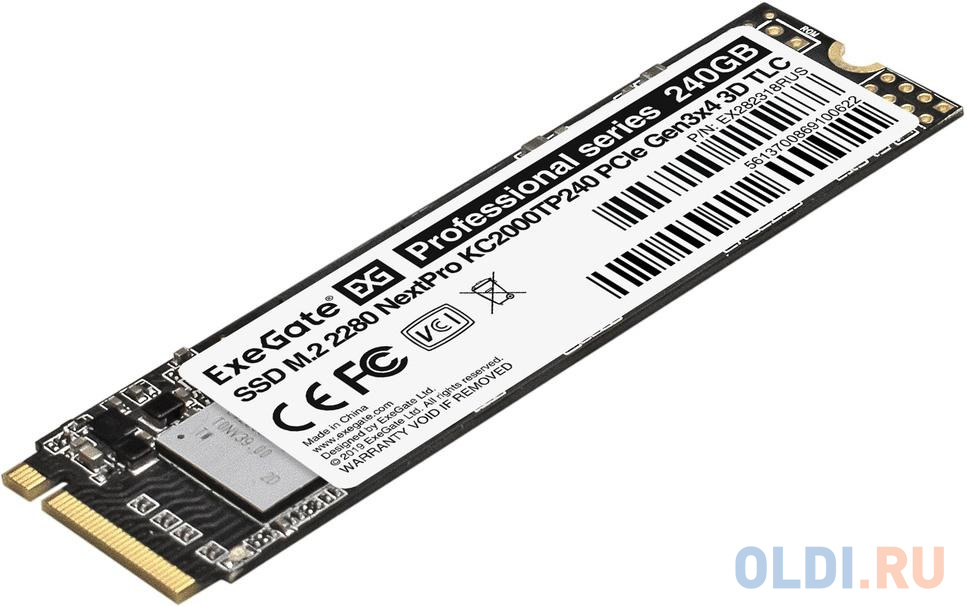 ExeGate SSD M.2 2280 240GB ExeGate NextPro KC2000TP240 (PCIe Gen3x4, NVMe, 22x80mm, 3D TLC) [EX282318RUS] накопитель ssd m 2 2280 1tb exegate nextpro m2uv500ts1tb sata iii 22x80mm 3d tlc
