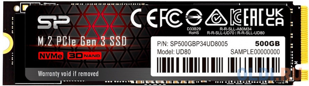 Накопитель SSD Silicon Power PCI-E 3.0 500Gb SP500GBP34UD8005 UD80 M.2 2280 накопитель ssd silicon power pci e 4 0 x4 2tb sp02kgbp44xs7005 xs70 m 2 2280