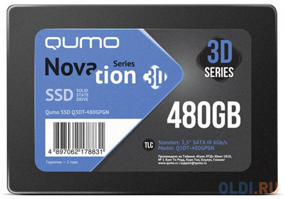 Твердотельный накопитель SSD 2.5" 480 Gb QUMO Q3DT-480GPGN Read 560Mb/s Write 540Mb/s 3D NAND TLC - фото 1