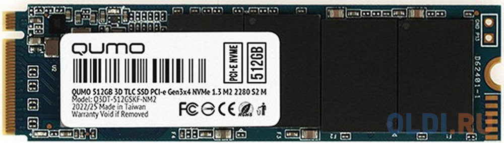 Твердотельный накопитель SSD M.2 512 Gb QUMO Q3DT-512GSKF-NM2 Read 2500Mb/s Write 1900Mb/s 3D NAND, размер 80 х 22 х3.75 мм - фото 1
