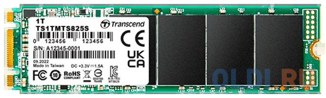 Твердотельный накопитель SSD M.2 Transcend 1.0Tb MTS825 <TS1TMTS825S> (SATA3, up to 550/500MBs, 3D NAND, 360TBW, 22x80mm)