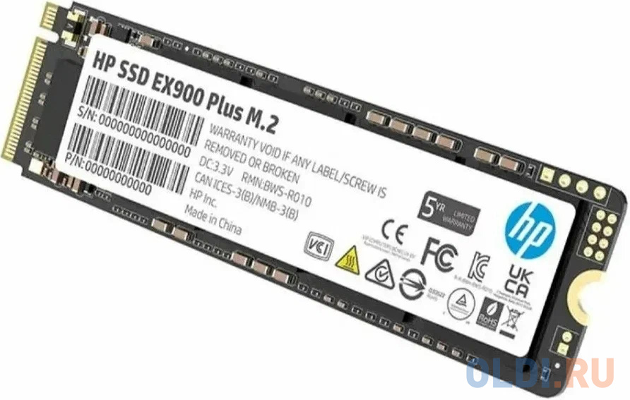Твердотельный накопитель SSD M.2 HP 256Gb EX900 Plus Series <35M32AA#ABB> (PCI-E 3.0 x4, up to 2000/1300MBs, 3D NAND, 100TBW, NVMe, 22х80mm)