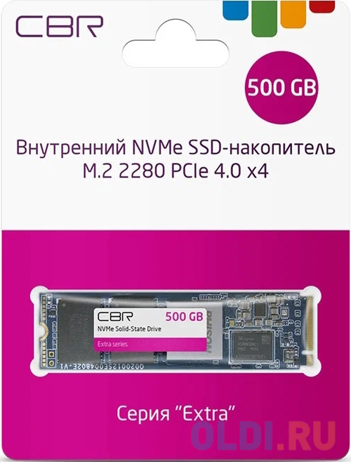 CBR SSD-500GB-M.2-EX22, Внутренний SSD-накопитель, серия "Extra", 500 GB, M.2 2280, PCIe 4.0 x4, NVMe 1.3, Phison PS5016-E16, 3D TLC NAND, D фото